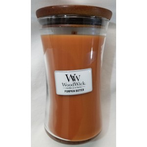 Woodwick Candle PUMPKIN BUTTER by Yankee Large Hourglass Jar 21.5 oz Brown Wax   202403468050